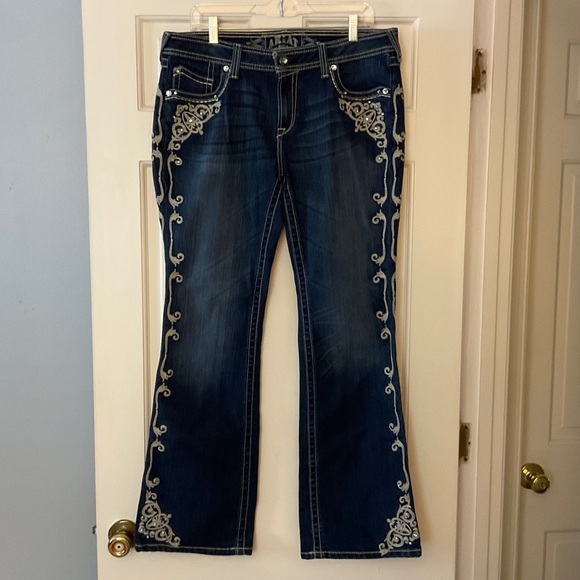 Ariat Denim - Ariat Ruby Embellished Jeans Boot Cut Bling Embroidered Dark Wash Size 32R 32